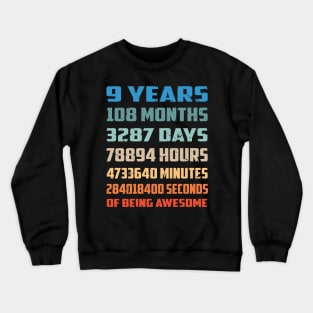 Funny 9 Years Birthday Crewneck Sweatshirt